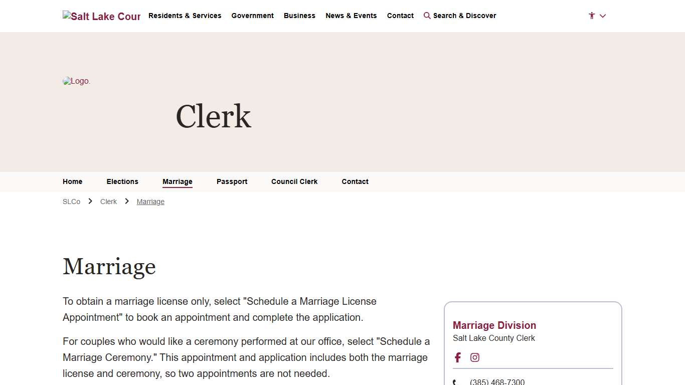 Marriage - Clerk | Salt Lake County