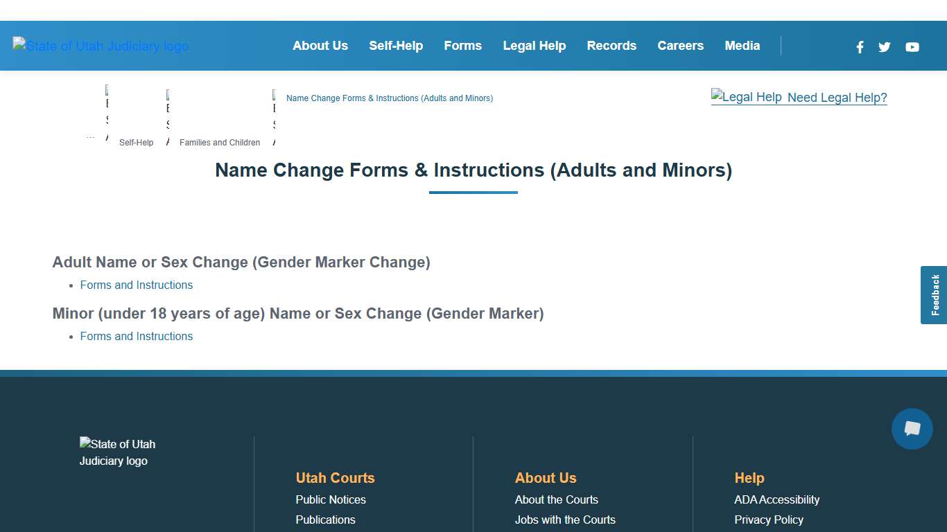 Name Change Forms & Instructions (Adults and Minors)